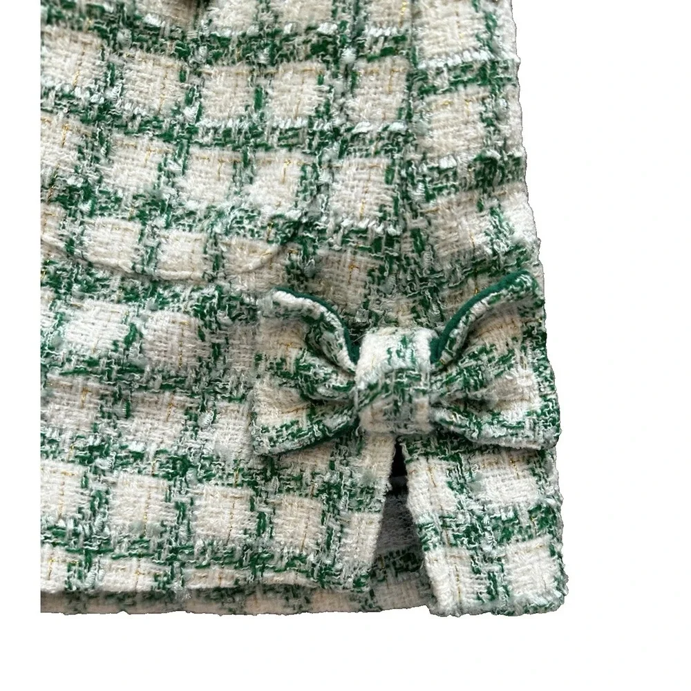 Lilly Pulitzer Girls Shift Dress Fiddle leaf Green Windowpane Tweed Sz 3